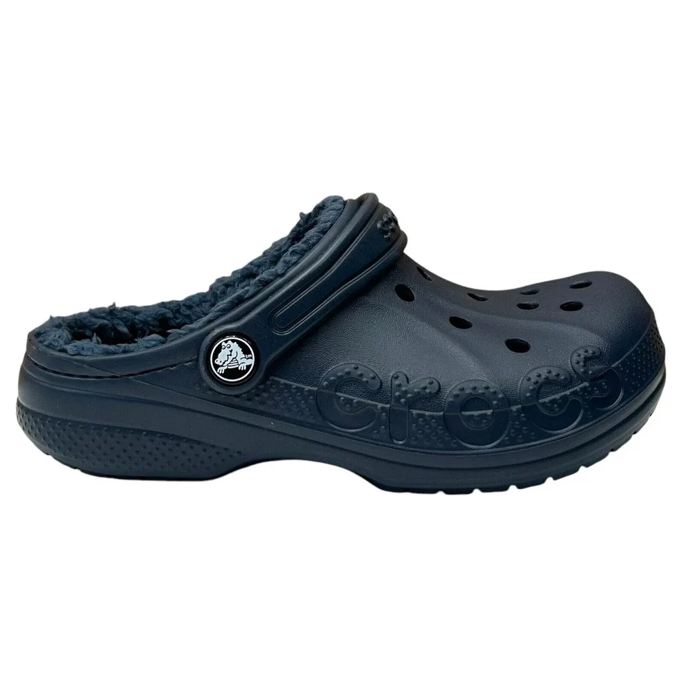 Crocs Youth Boy's Lined Slip-on Clogs Size 3 Navy‎ Blue Lightweight Cozy & Comfy